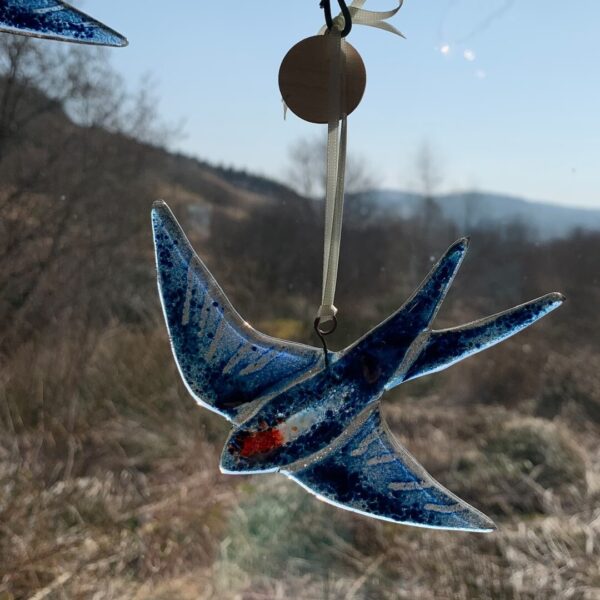 Fused Glass Swallow Hanger Decoration - No box