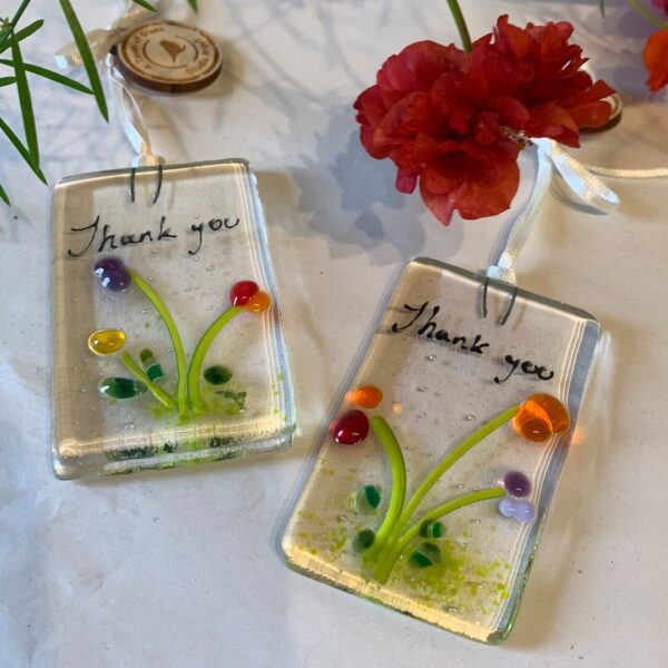 Small Fused Glass "Thank You" Hanger - No box