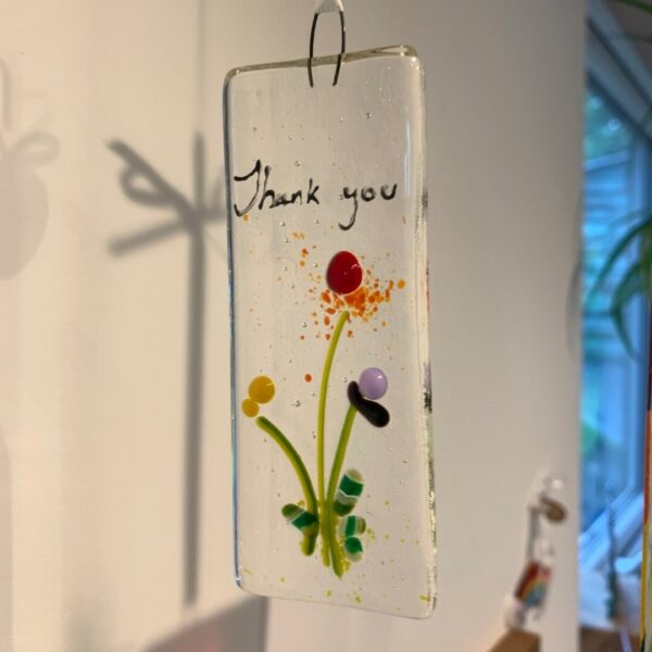 Fused Glass "Thank You" Hanger - No box