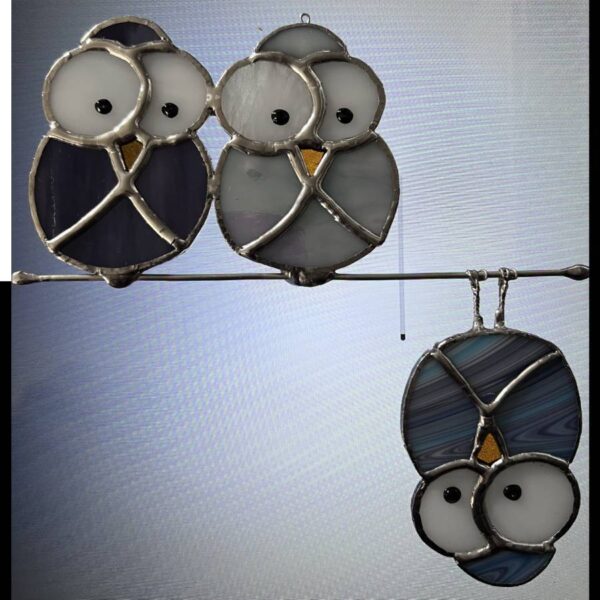 Three Crazy Owls Suncatcher