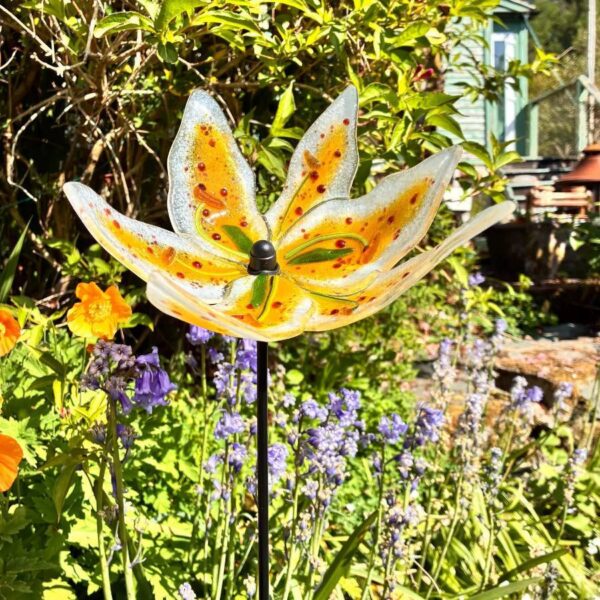 Fused Glass Tiger Lily Garden Stake