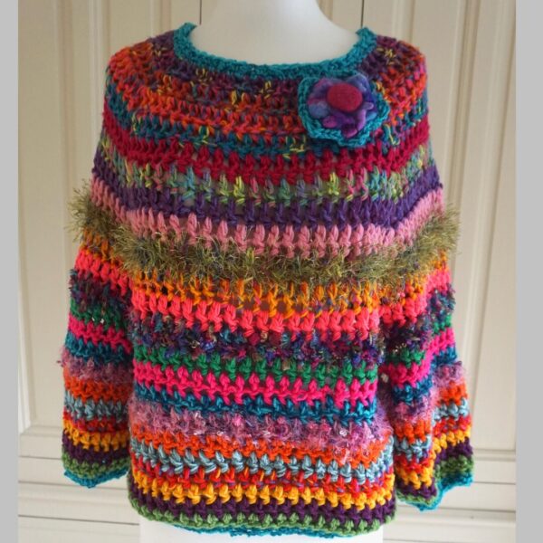 Multi Coloured Crochet Jumper