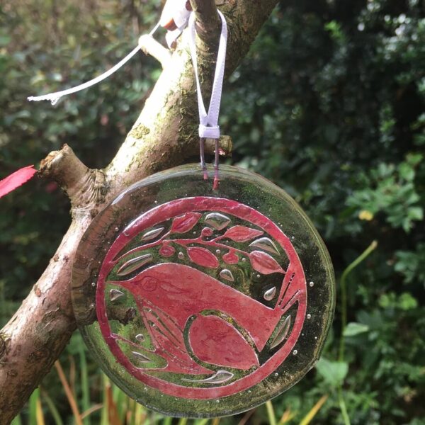 Fused Glass Little Wren Decoration - No box