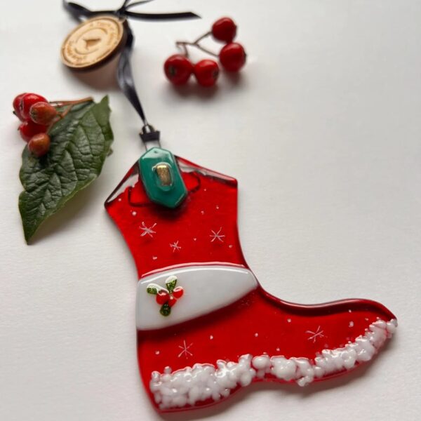 Fused Glass Cow Boy / Girl Boot Decoration