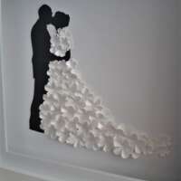 3D White Flower "Kissing Newlyweds" Box Frame thumbnail