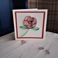 Quilled "Red Rose" Greeting Card with Border thumbnail