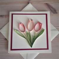 Quilled "Tulips" Greeting Card With Border thumbnail