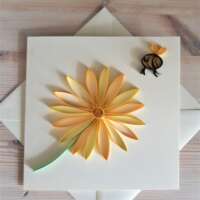 Quilled "Flower and Bee" Greeting Card thumbnail