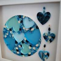 Quilled "Full Moon and Hearts" Box Frame thumbnail