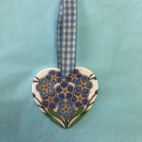 Forget-me-not Ceramic Heart Ornament thumbnail