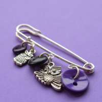 Purple Owl Wee Charm Kilt Pin Brooch thumbnail