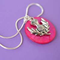 Hot Pink Thistle Pendant thumbnail