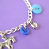 Child’s Blue Horse Button Charm Bracelet thumbnail