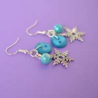 Christmas Snowflake Turquoise Cluster Earrings thumbnail