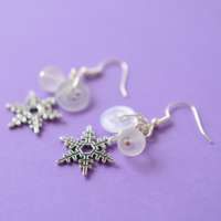 Christmas Snowflake White Cluster Earrings thumbnail