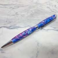 Orchid Pink & Blue Resin Swirl Slimline Pen thumbnail