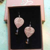 Silver Celtic Heart Earrings with Smoky Quart thumbnail