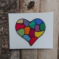 Stained Glass Vibe Wool Heart Textile Art thumbnail