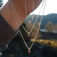 Glenshiel Garnet Silver Necklace on a Snake Chain thumbnail