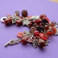 Red Button & Bead Butterfly Charm Bracelet thumbnail