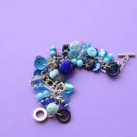 Blue Button & Bead Heart Charm Bracelet thumbnail