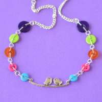 Rainbow Bird on a Wire Necklace thumbnail