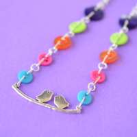 Rainbow Bird on a Wire Necklace thumbnail