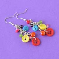 Rainbow Button & Bead Earrings thumbnail