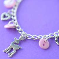 Child’s Pink Deer Button Charm Bracelet thumbnail