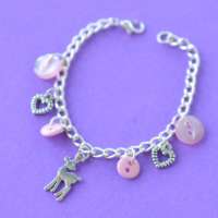 Child’s Pink Deer Button Charm Bracelet thumbnail