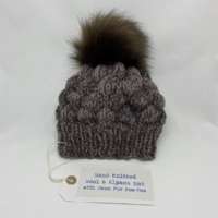 Hand Knitted Brown Mix Wool & Alpaca Woolie Hat thumbnail