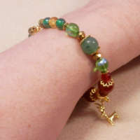 Red and Gold Memory Wire Bracelet thumbnail