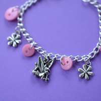 Child’s Pale Pink Fairy Button Charm Bracelet thumbnail