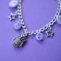 Child’s Lilac Owl Button Charm Bracelet thumbnail