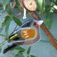 Fused Glass Chaffinch Hanging Decoration thumbnail
