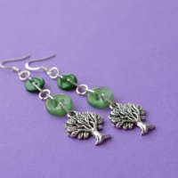 Green Tree Button Charm Earrings thumbnail