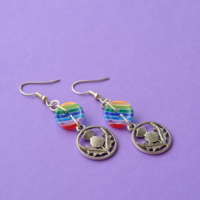 Rainbow Thistle Button Charm Earrings thumbnail
