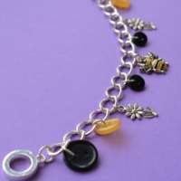 Black & Yellow Bee Button Charm Bracelet thumbnail