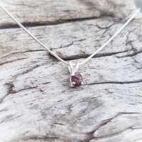 Glenshiel Garnet Silver Necklace on a Snake Chain thumbnail
