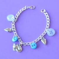 Child’s Blue Cat Button Charm Bracelet thumbnail