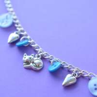 Child’s Blue Cat Button Charm Bracelet thumbnail