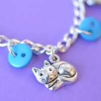 Child’s Blue Cat Button Charm Bracelet thumbnail