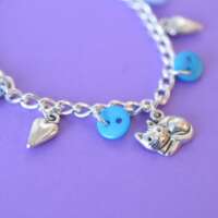 Child’s Blue Cat Button Charm Bracelet thumbnail