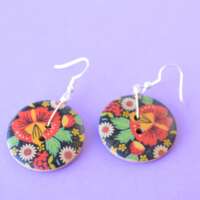 Russian Folk Art Style Floral Single Button Earrings thumbnail