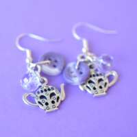 Lilac Teapot Cluster Button Earrings thumbnail