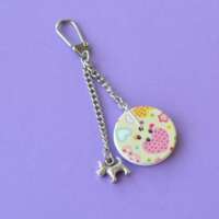 Scotty Dog and Heart Single Button Bag Charm/Keyring thumbnail