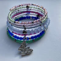 Crystal Memory Wire Bracelet with Charms thumbnail