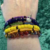 Rainbow Memory Wire Bracelet with Charms thumbnail