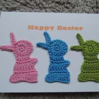 Crochet Bunnies Happy Easter Card PBG thumbnail