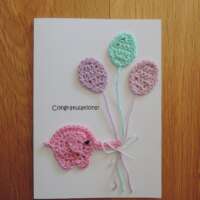 Pink Crochet Elephant Congratulations Card thumbnail